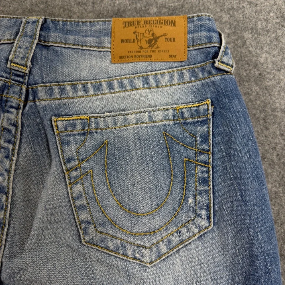True Religion Boyfriend Distressed Ripped Jeans Light Wash Women 27